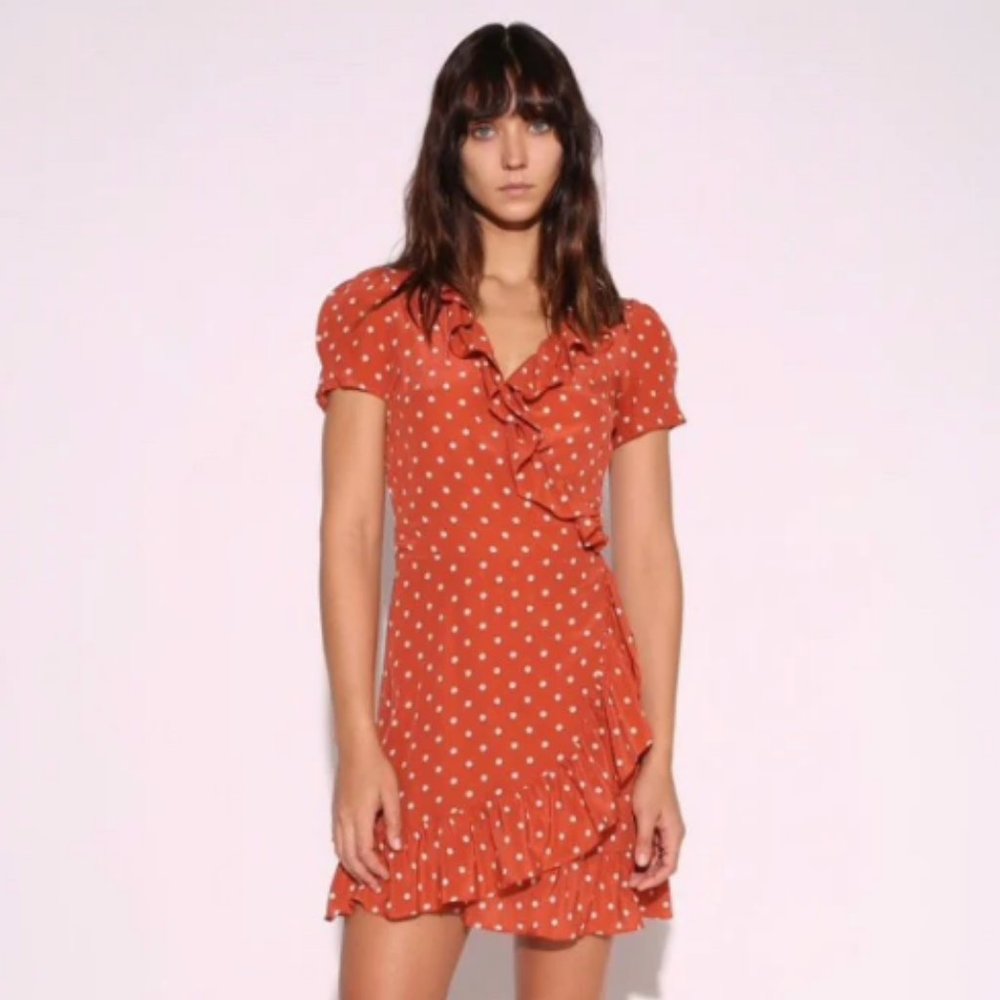 Realisation Par Valentina Rust Polka Dot Wrap Dress